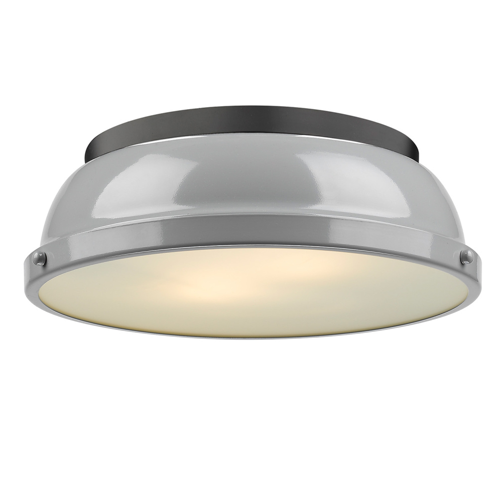 Yep by Golden Lighting Duncan 2-light Flush Mount in Matte Black and Gray shade